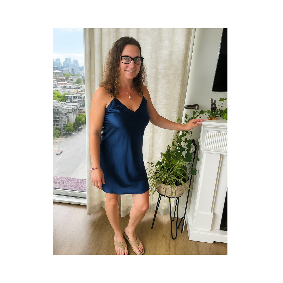 Women's Short Nightgown Mulberry Silk  Navy