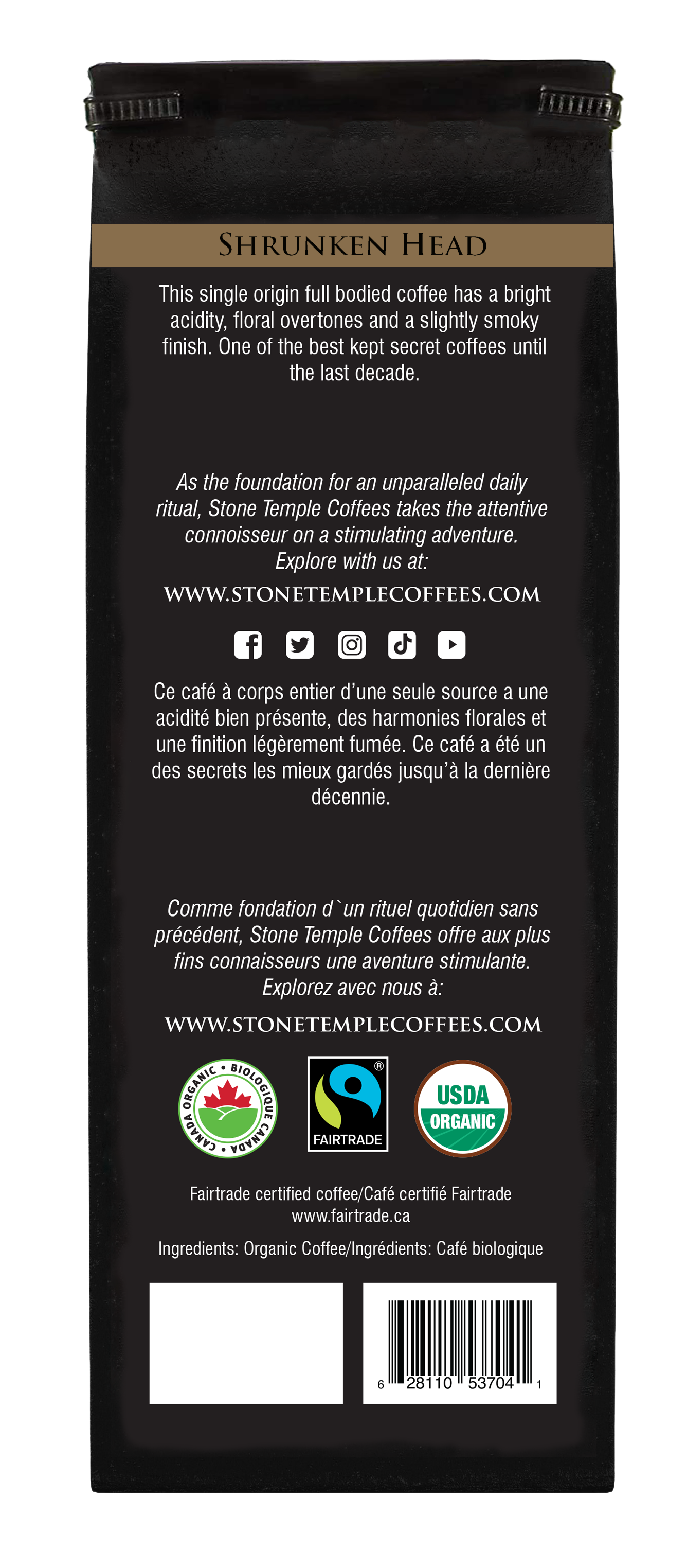 Mayan Bold - Ground, Bold Medium Roast, Certified Organic OCIA/ Fairtrade Coffee 1lb/454g