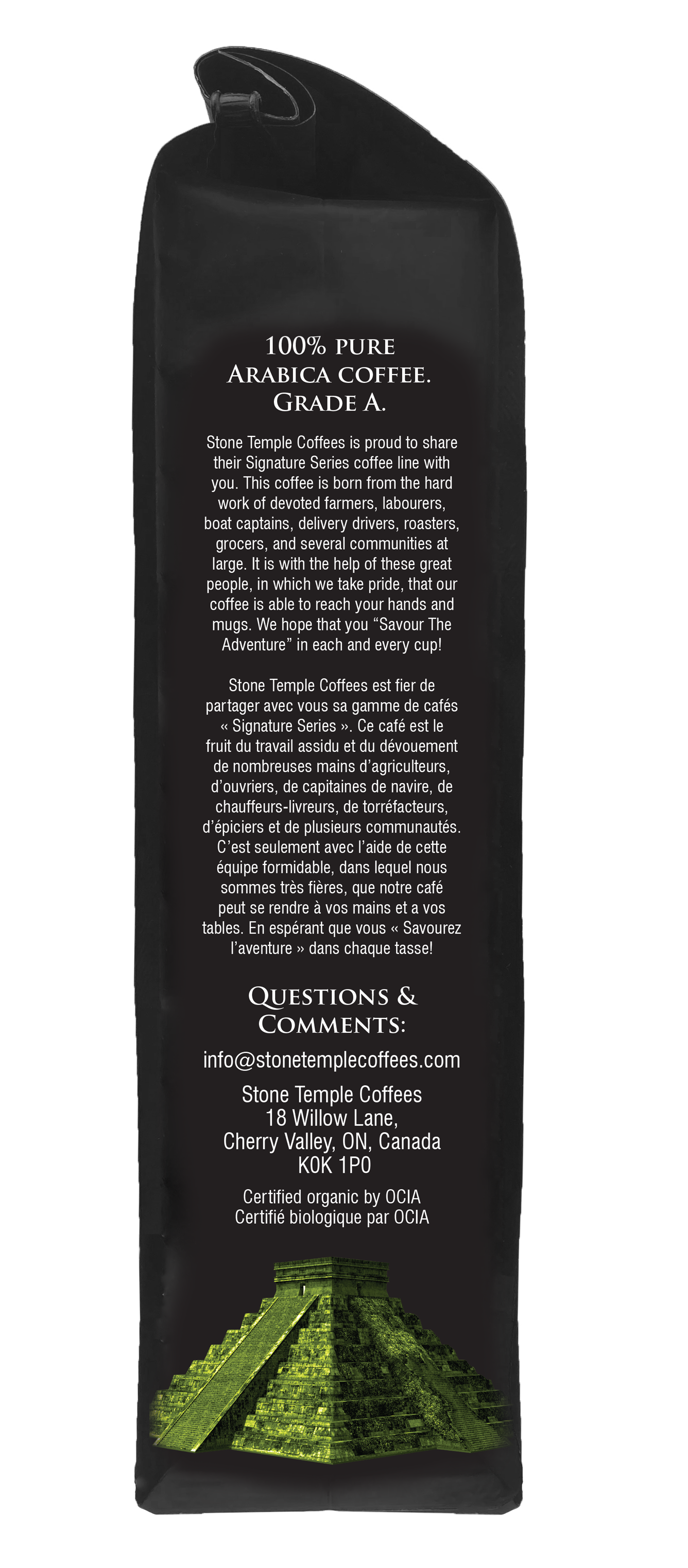 Central & South - Ground, Medium Roast, Certified Organic OCIA/ Fairtrade Coffee 1lb/454g