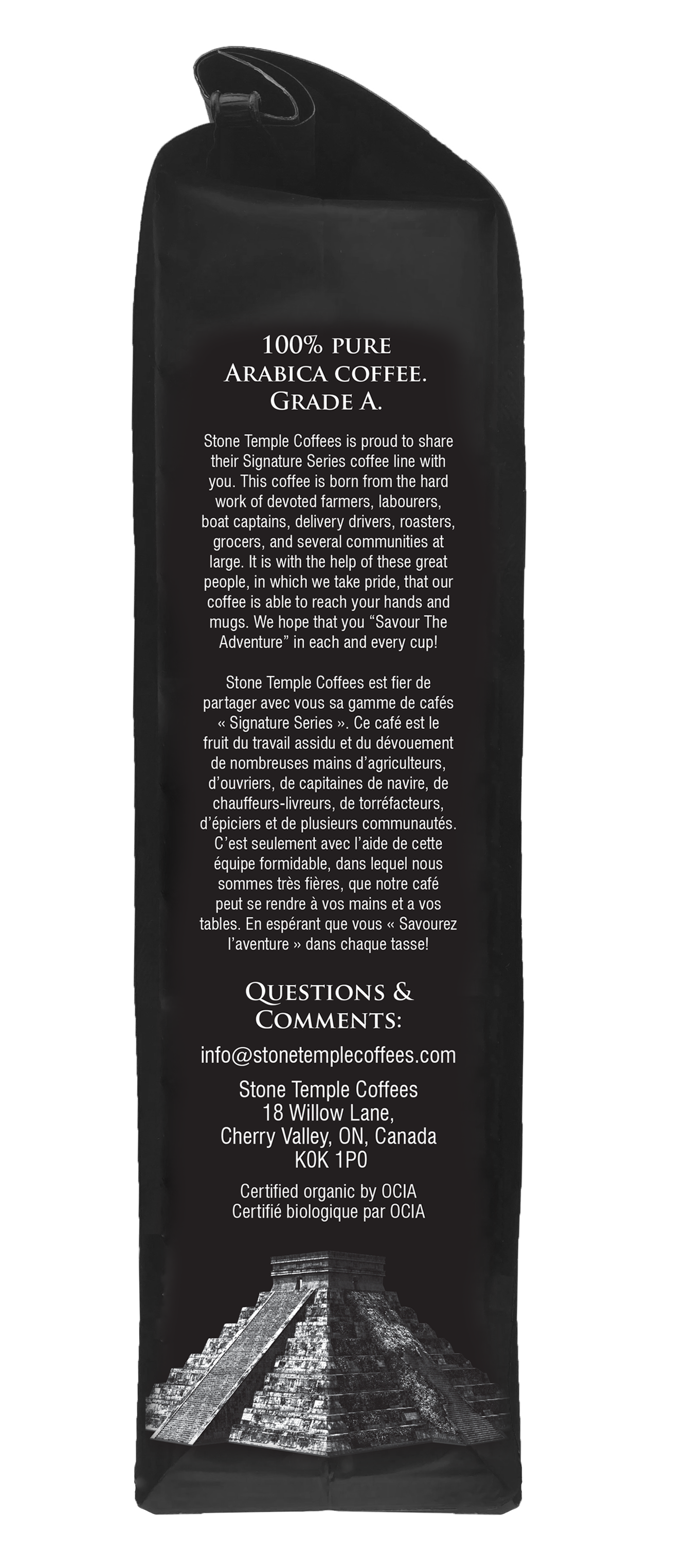 Temple Goddess - Whole Bean, Dark Espresso, Certified Organic OCIA/ Fairtrade Coffee 1lb/ 454g