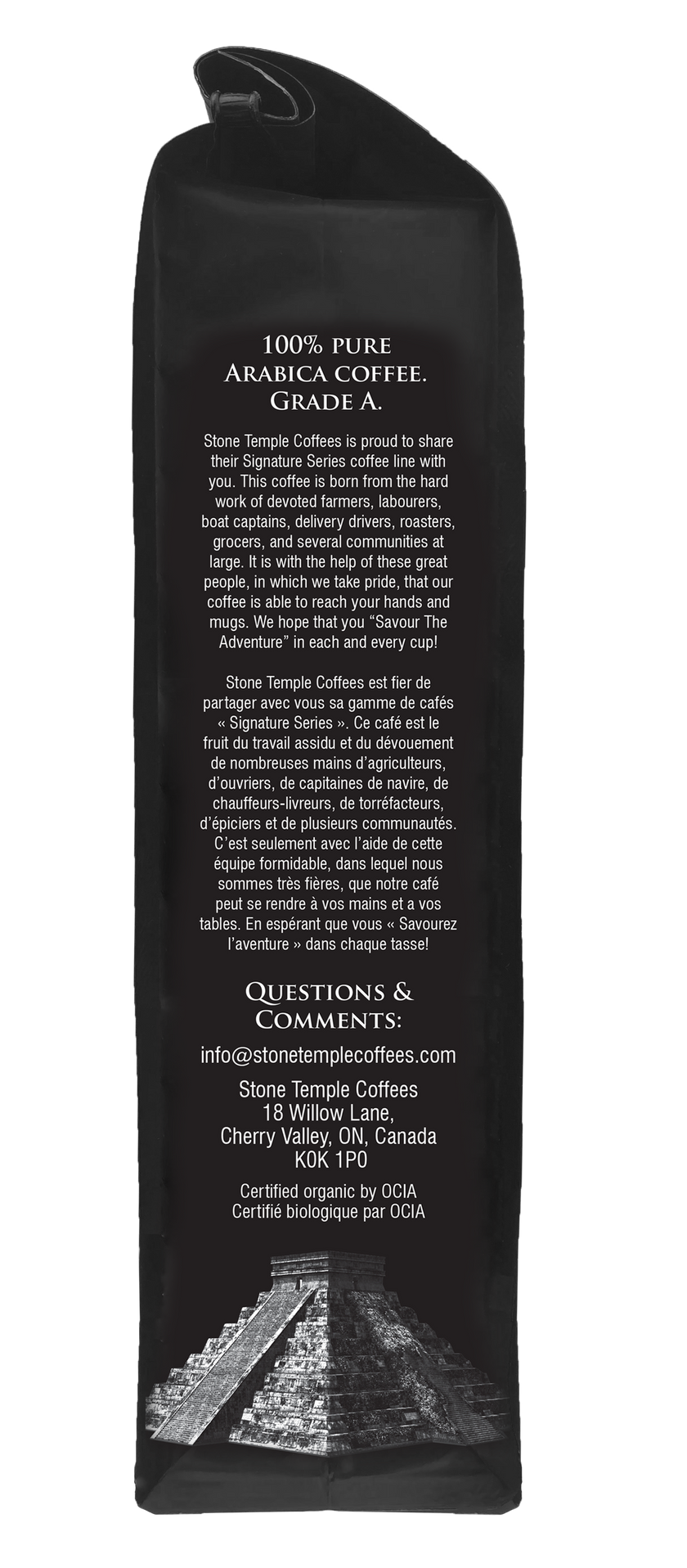 Temple Goddess - Whole Bean, Dark Espresso, Certified Organic OCIA/ Fairtrade Coffee 1lb/ 454g