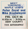 PETER ZEZEL & MIKE KRUSHELNYSKI DUAL SIGNED HOCKEY SIGN – TORONTO MAPLE LEAFS AUTOGRAPHED COLLECTIBLE – FRAMED MEMORABILIA  (28