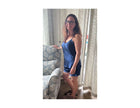 Women's Mulberry Silk Camisole and Boxer Pajama Set Navy Blue