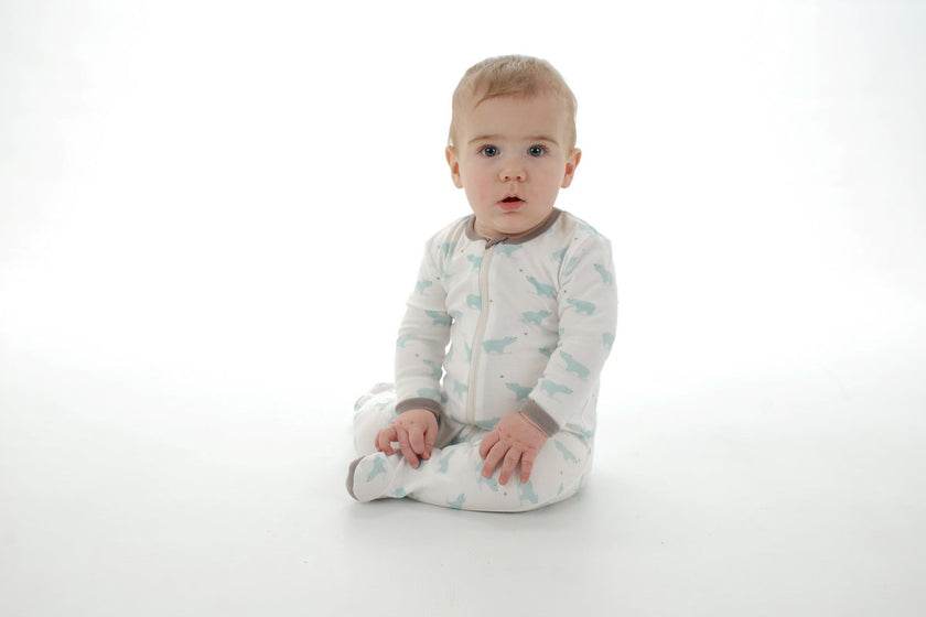 Organic Cotton Footed Sleeper - Arctic blue bear print