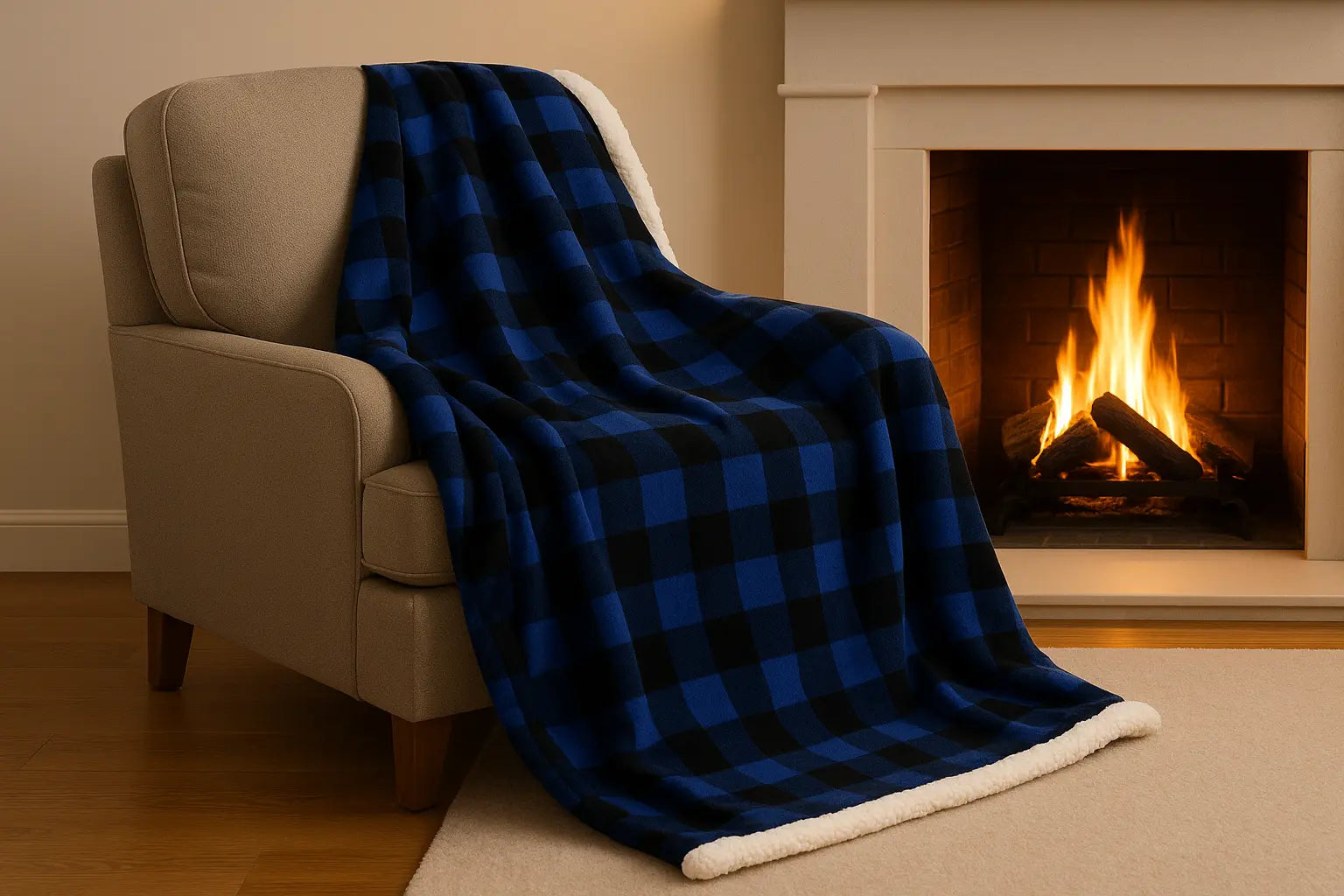 Deluxe Sherpa Throw Blanket- Buffalo Check - B5685