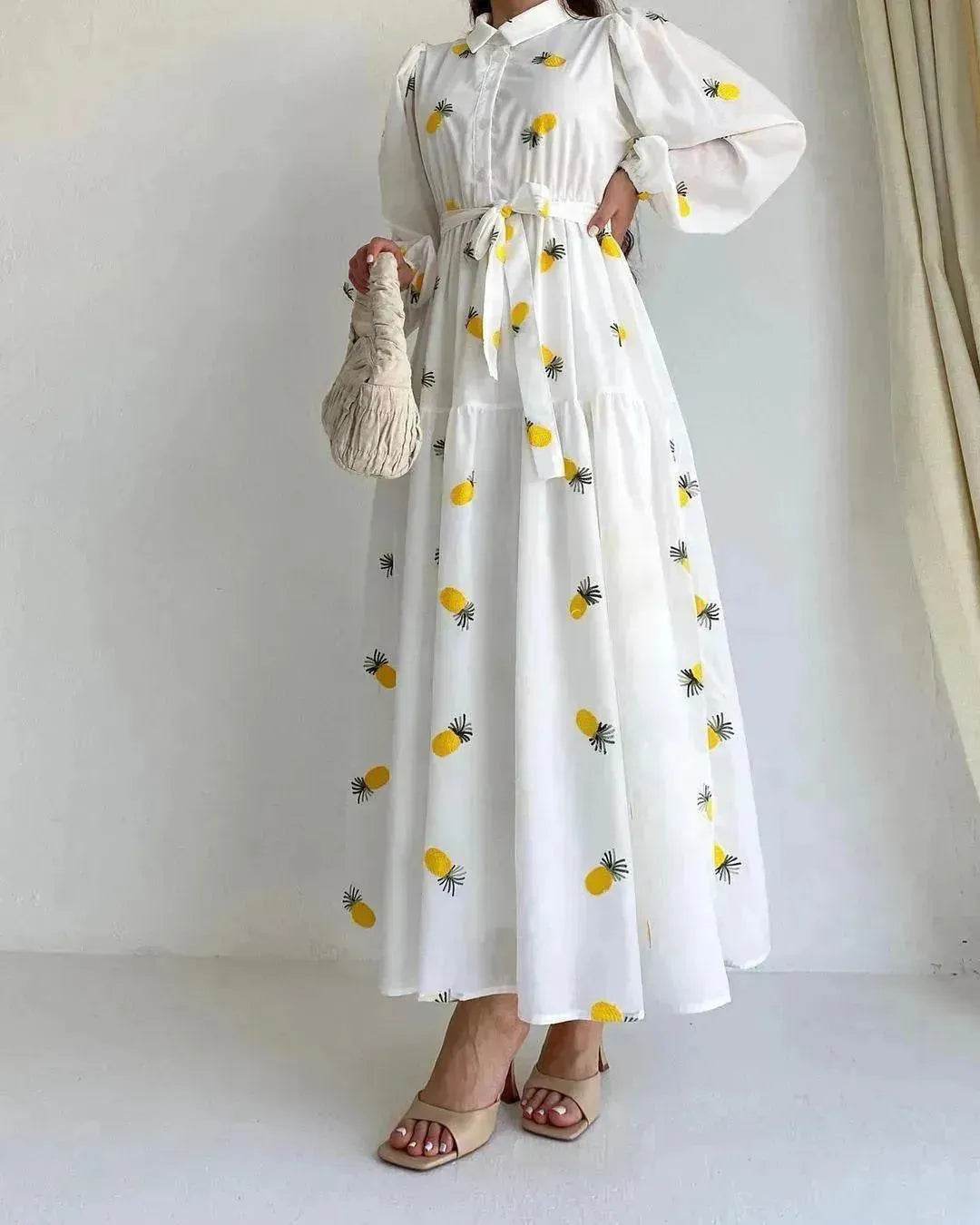 Simple Fashionable Long Sleeve Maxi Dress for Arab Dubai Turkey Middle Eastern Women