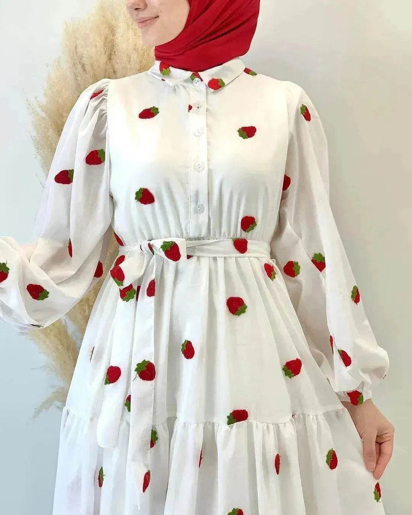Simple Fashionable Long Sleeve Maxi Dress for Arab Dubai Turkey Middle Eastern Women