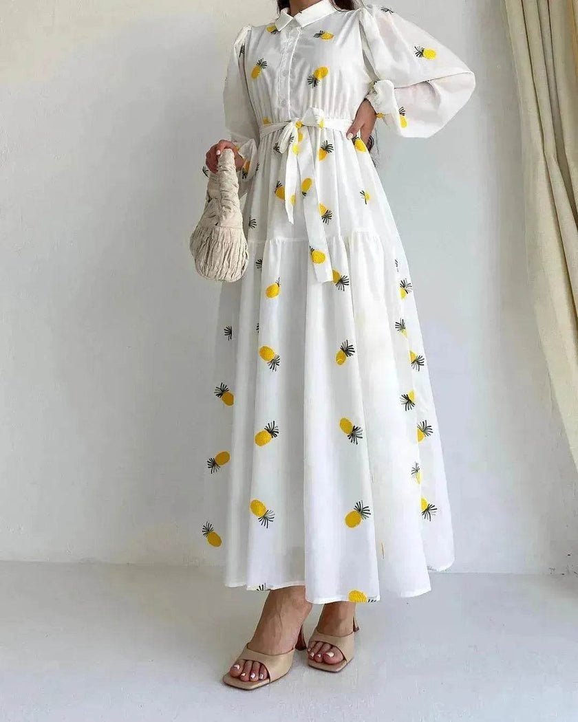 Simple Fashionable Long Sleeve Maxi Dress for Arab Dubai Turkey Middle Eastern Women