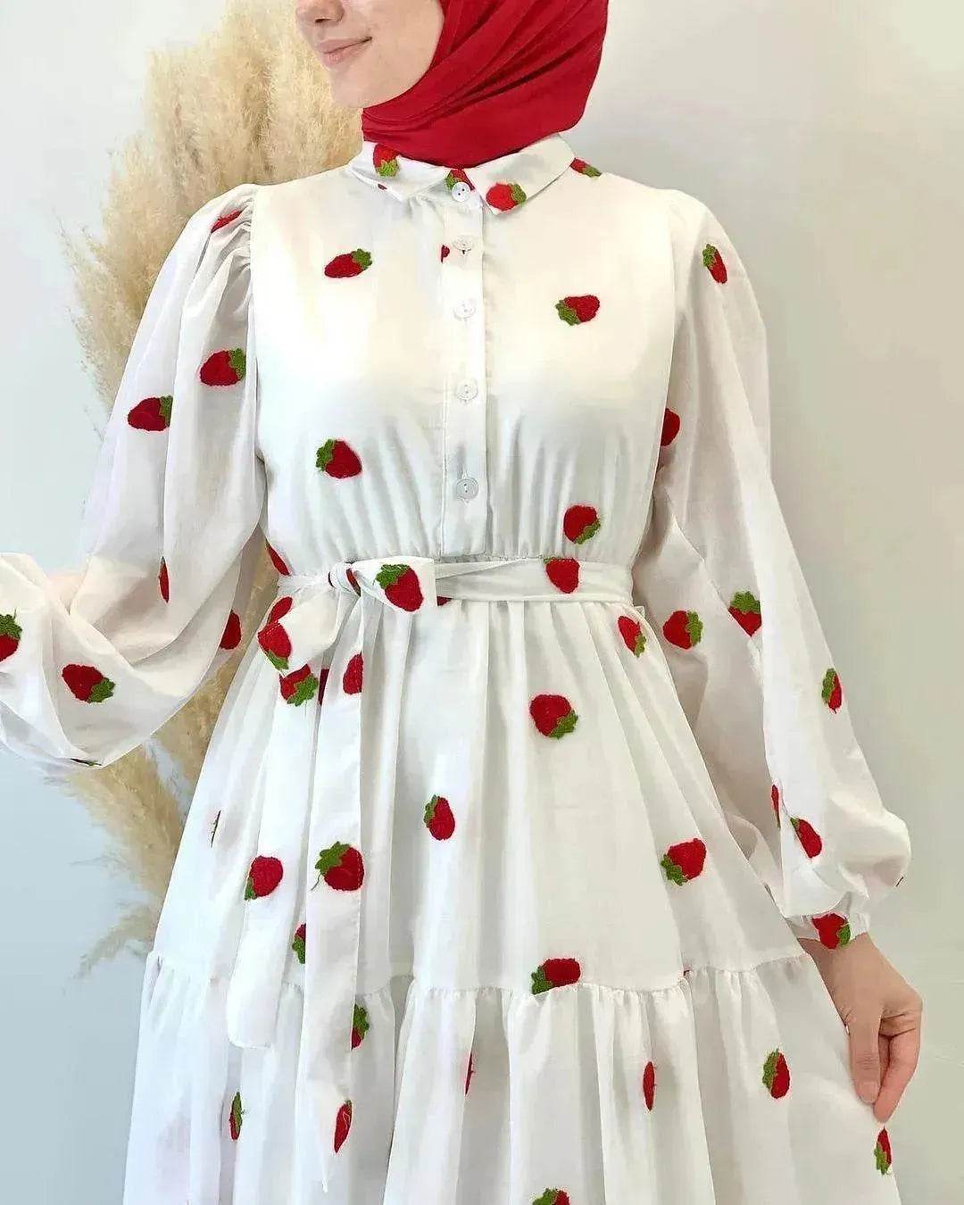 Simple Fashionable Long Sleeve Maxi Dress for Arab Dubai Turkey Middle Eastern Women