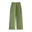Single Breasted Casual Imitation Leather Suit Jacket Trousers Suit Women