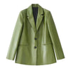 Single Breasted Casual Imitation Leather Suit Jacket Trousers Suit Women