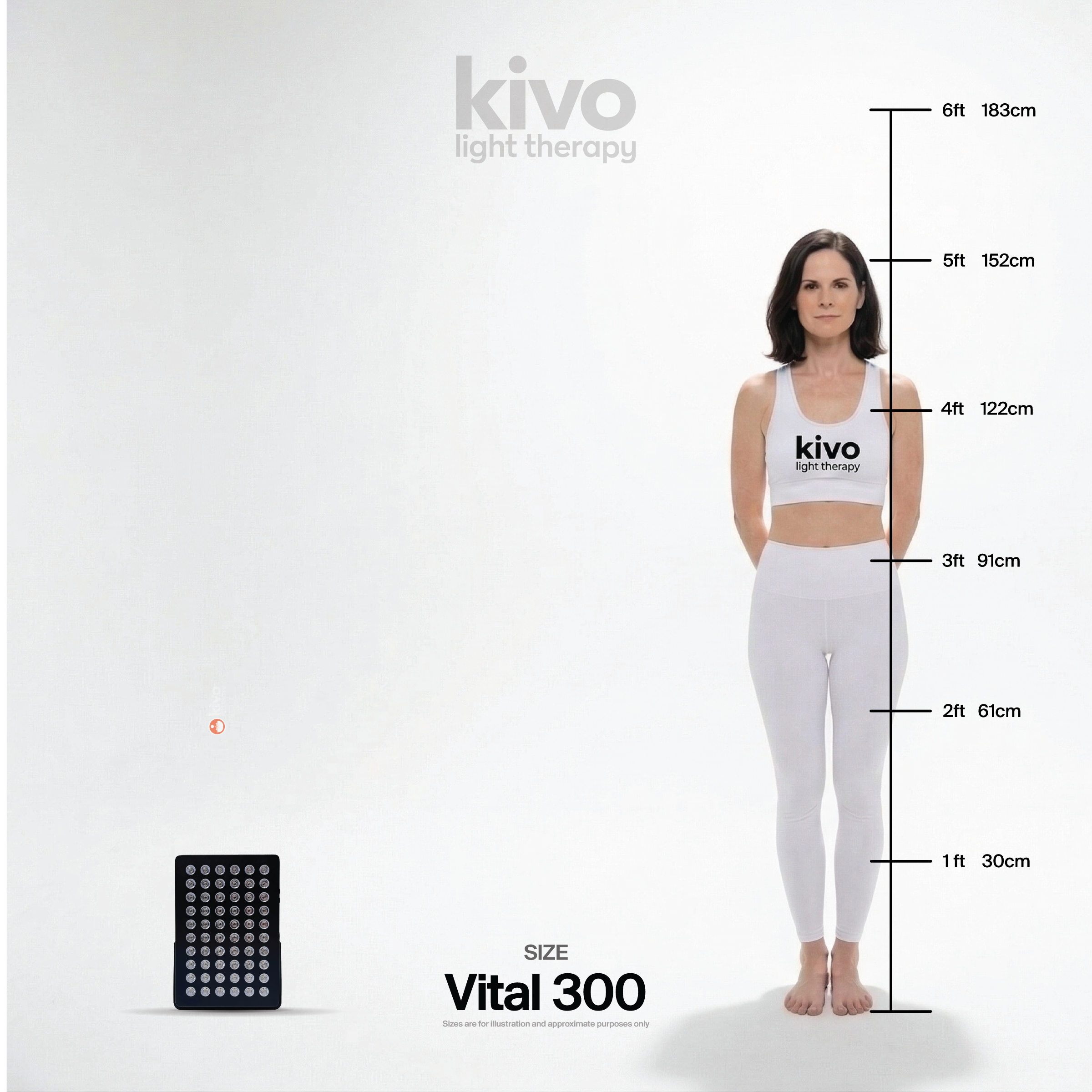 Kivo Vital 300: Portable Small Red Light Therapy Panel + Integrated Stand