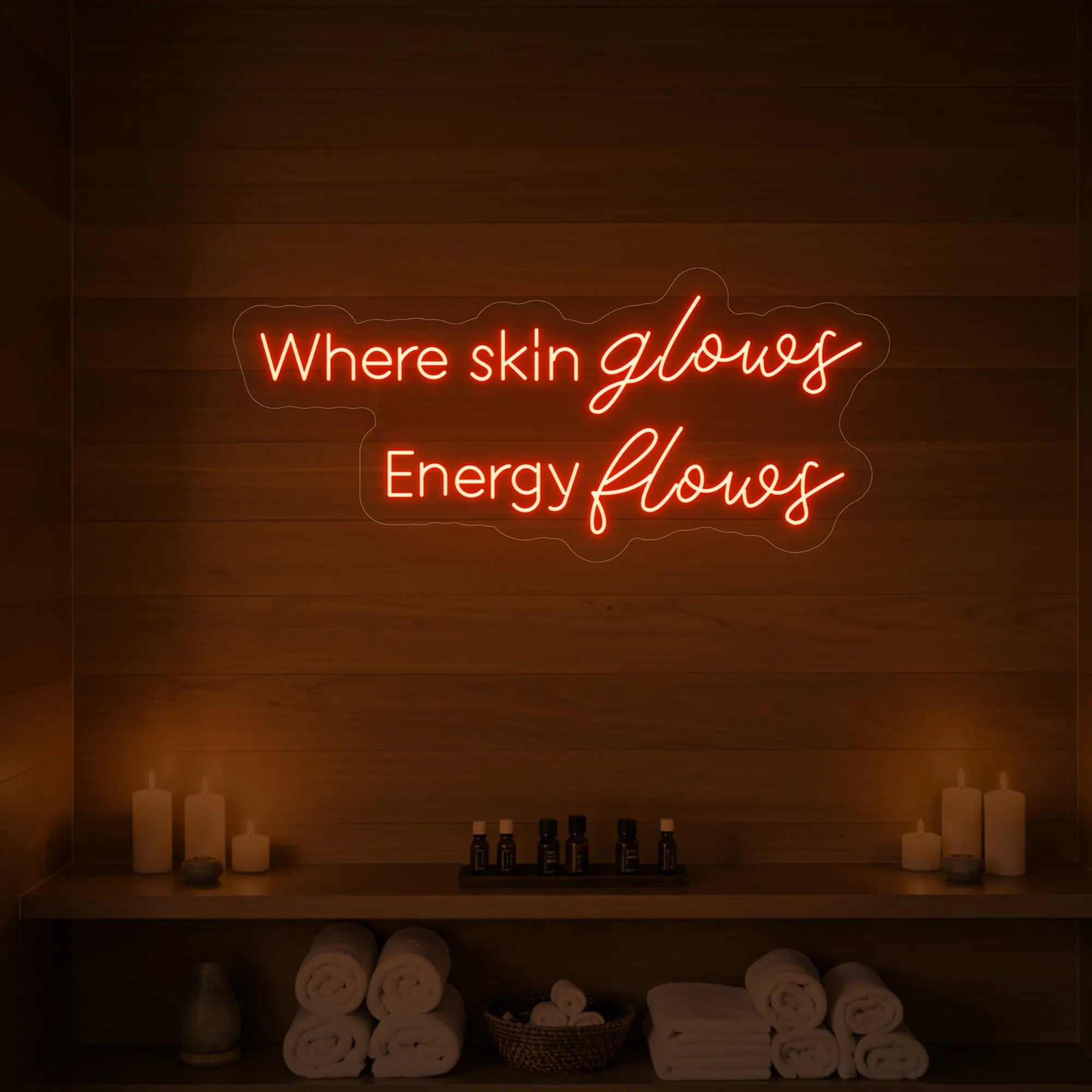 Where Skin Glows, Energy Flows V2 Neon Sign