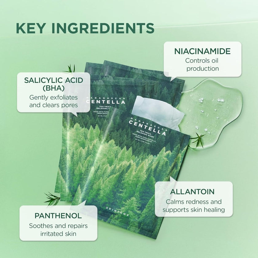 SKIN1004 Madagascar Centella Tea-Trica Relaxing Mask 24ml - 5 Masks