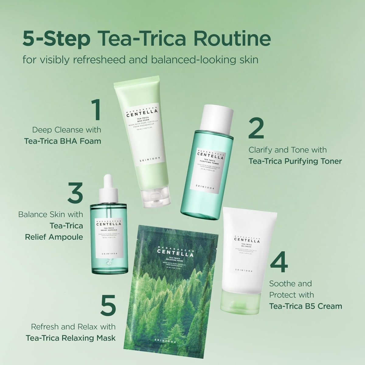 SKIN1004 Madagascar Centella Tea-Trica Relaxing Mask 24ml - 5 Masks