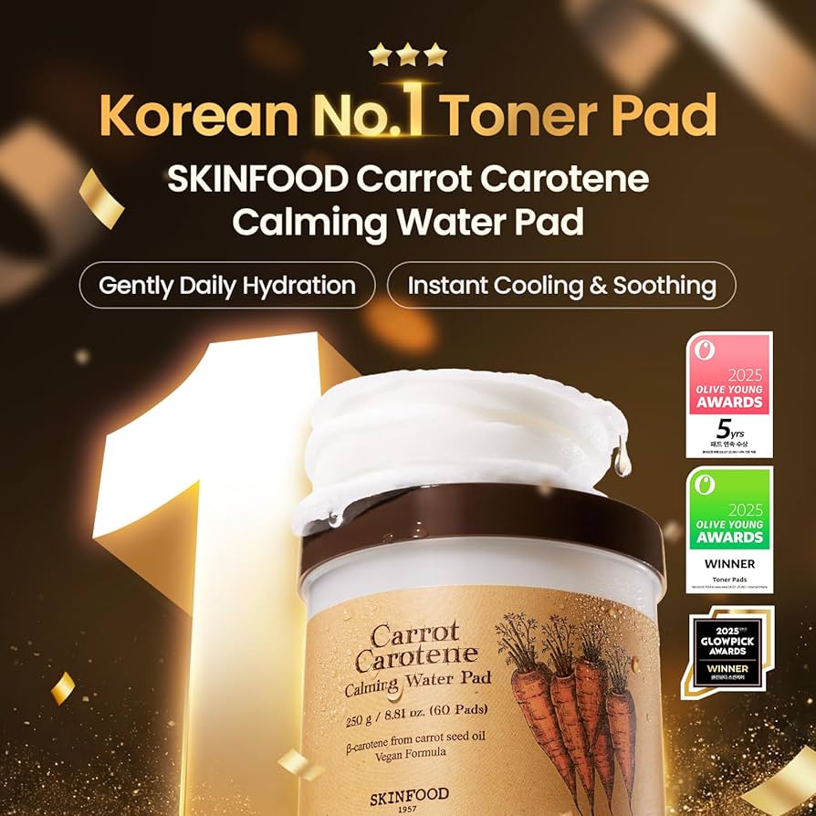 SKINFOOD Carrot Carotene Calming Water Pad 250ml / 60pads