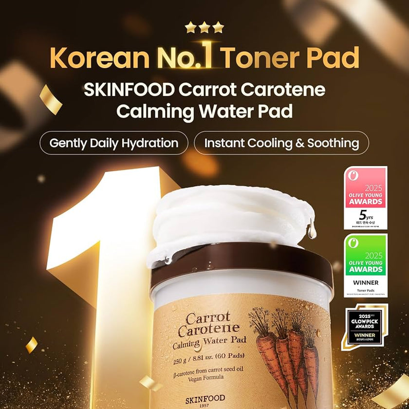 SKINFOOD Carrot Carotene Calming Water Pad 250ml / 60pads