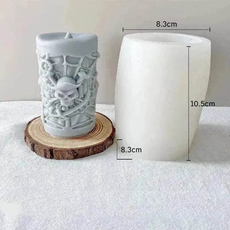 Skull Ornament Cylindrical Scented Candle Mould