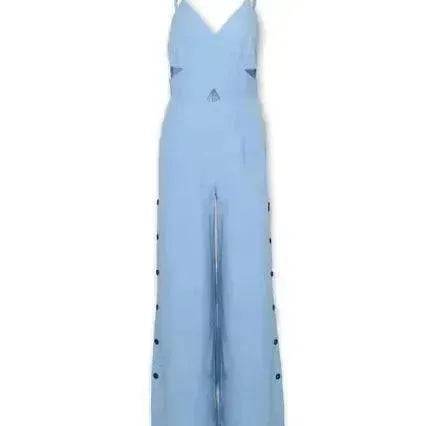SLeeveless Hollow-out Camisole High Waist Slim Solid Color Jumpsuit