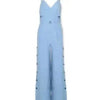 SLeeveless Hollow-out Camisole High Waist Slim Solid Color Jumpsuit