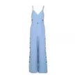 SLeeveless Hollow-out Camisole High Waist Slim Solid Color Jumpsuit