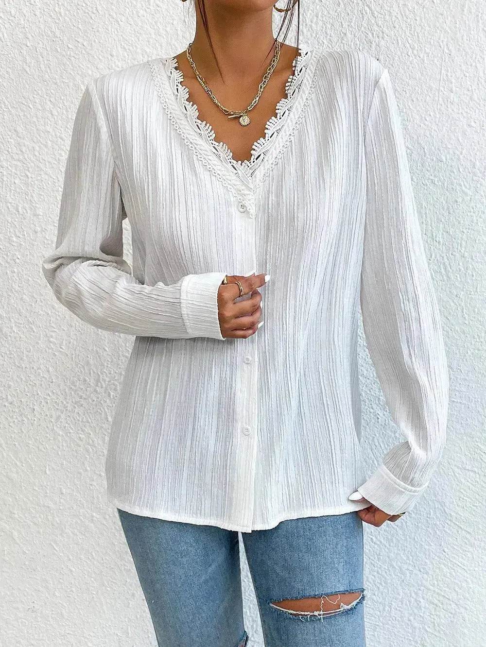 Women's Slim Fit Long Sleeve Shirt – White