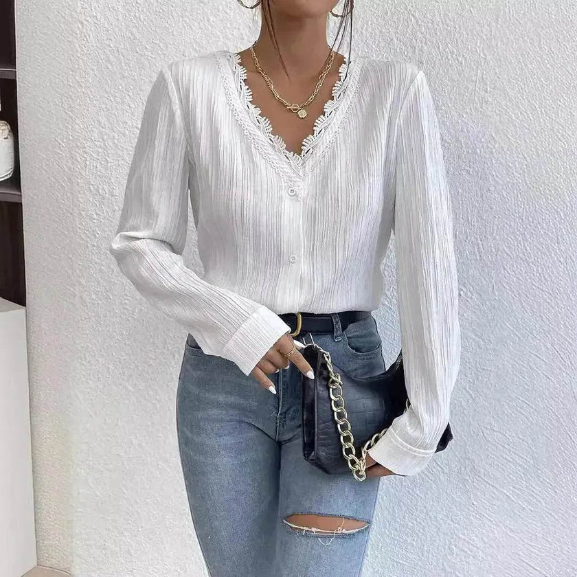 Women's Slim Fit Long Sleeve Shirt – White