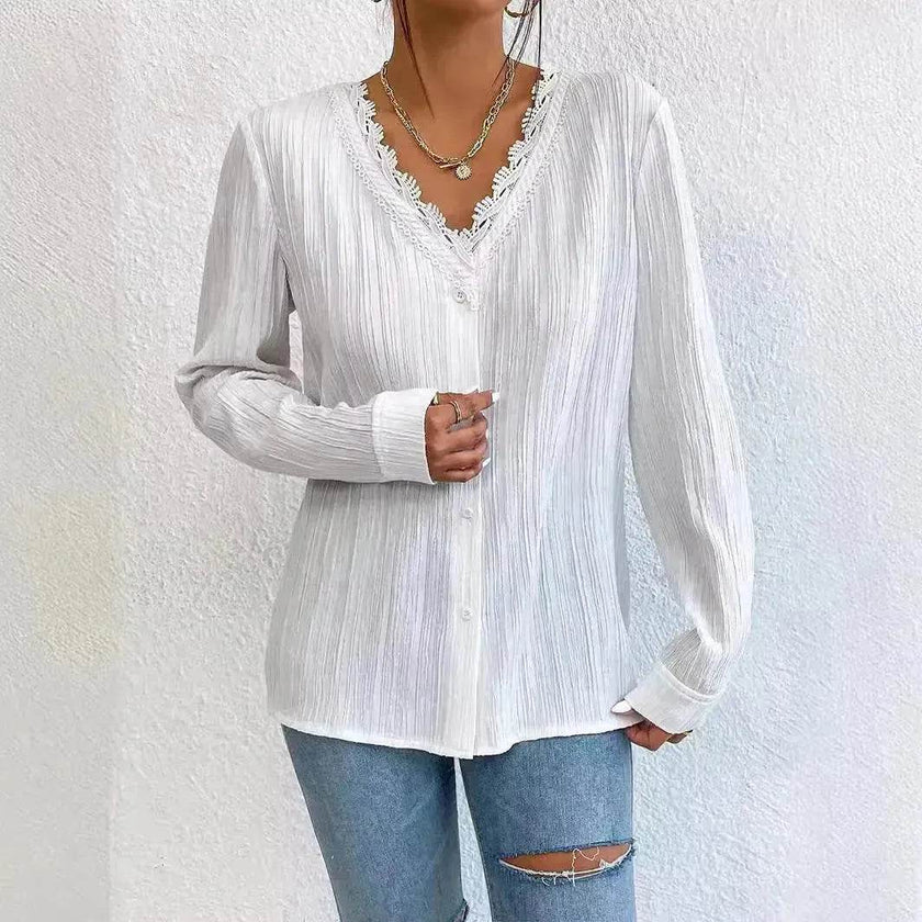 Women's Slim Fit Long Sleeve Shirt – White
