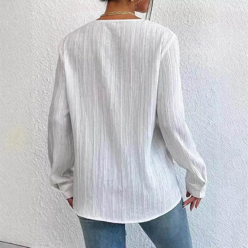 Women's Slim Fit Long Sleeve Shirt – White