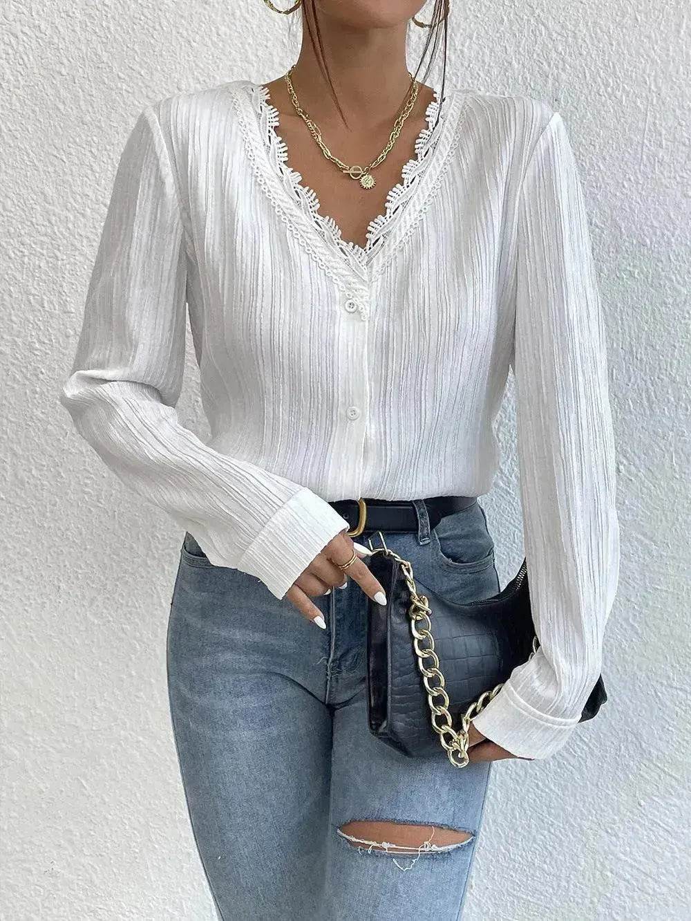Women's Slim Fit Long Sleeve Shirt – White