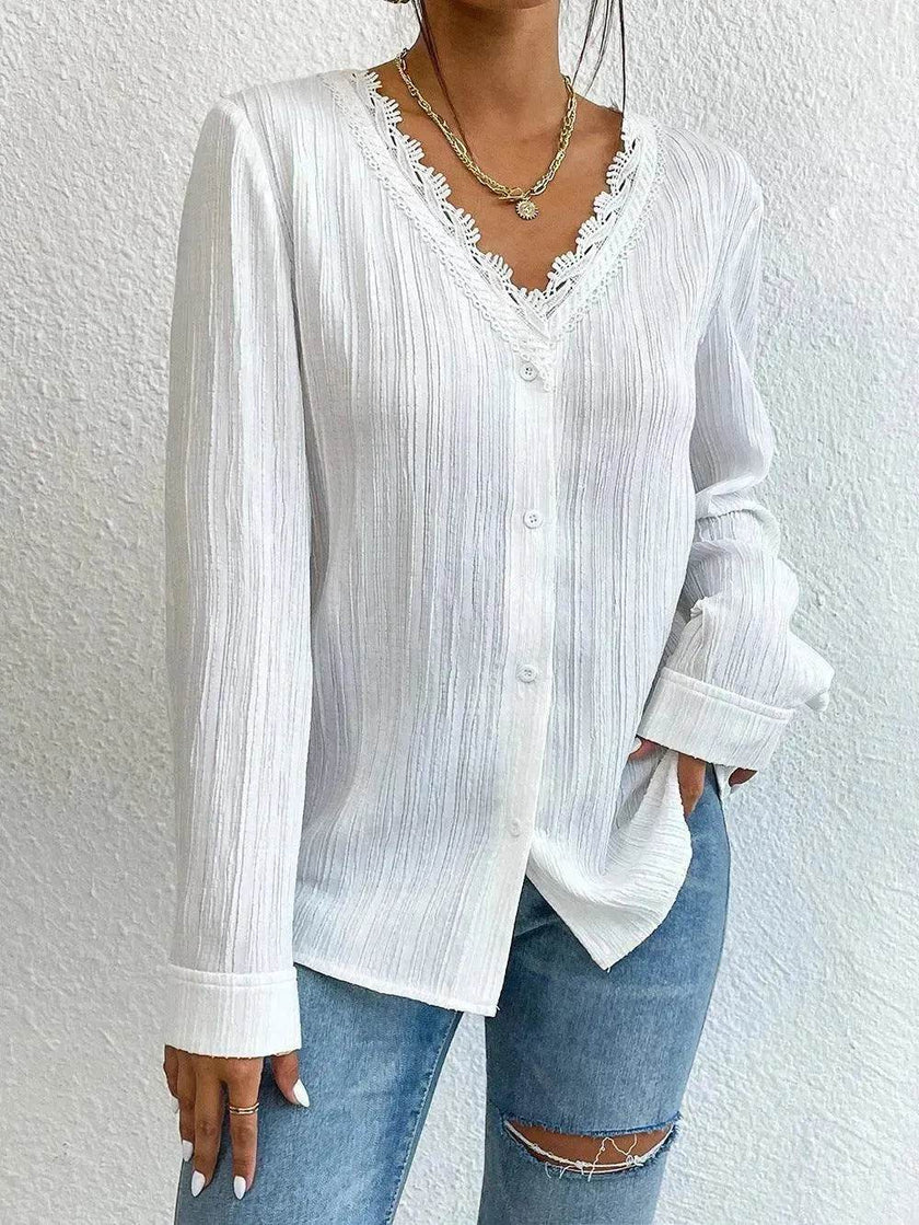 Women's Slim Fit Long Sleeve Shirt – White