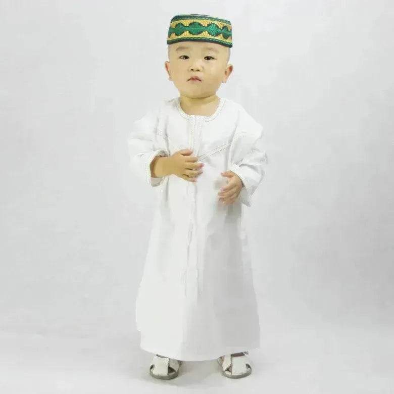 Fashionable and Elegant Small Arab  Men's Robe With Cotton And Linen Embroidery Moroccan Men's Jalabiya