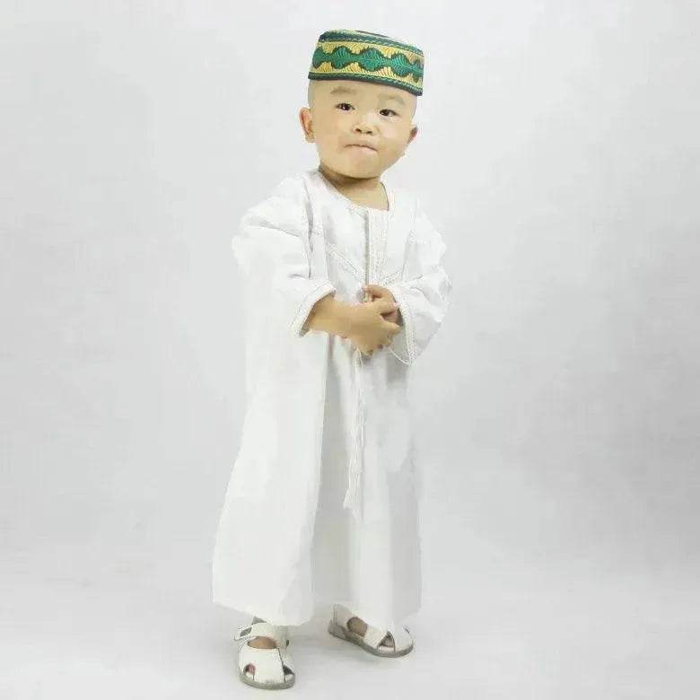 Fashionable and Elegant Small Arab  Men's Robe With Cotton And Linen Embroidery Moroccan Men's Jalabiya
