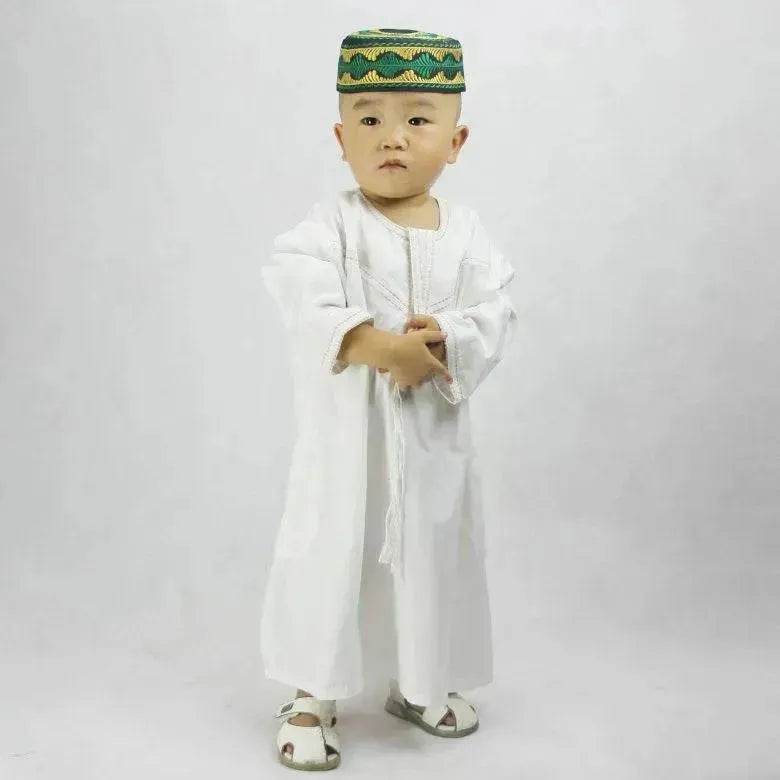 Fashionable and Elegant Small Arab  Men's Robe With Cotton And Linen Embroidery Moroccan Men's Jalabiya