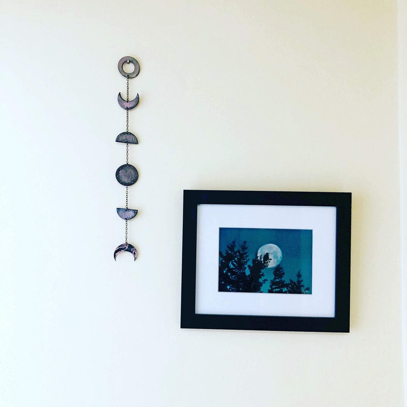 Small Blue Moon Phase Wall Hanging