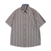 Small Floral Vertical Stripes Casual Short-sleeved Shirt