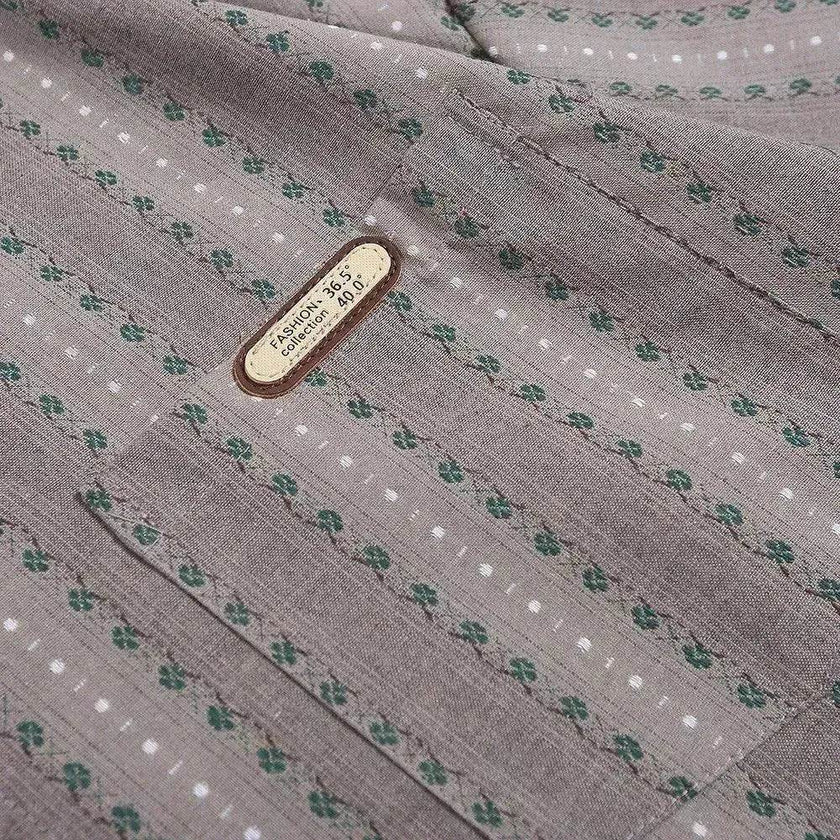 Small Floral Vertical Stripes Casual Short-sleeved Shirt