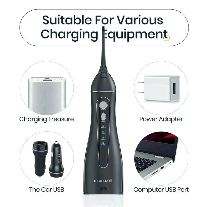Smart Electric Portable Cordless Dental Water Flosser for Teeth Cleaning - Rechargeable and IPX7 Waterproof Travel Dental Oral Irrigator
