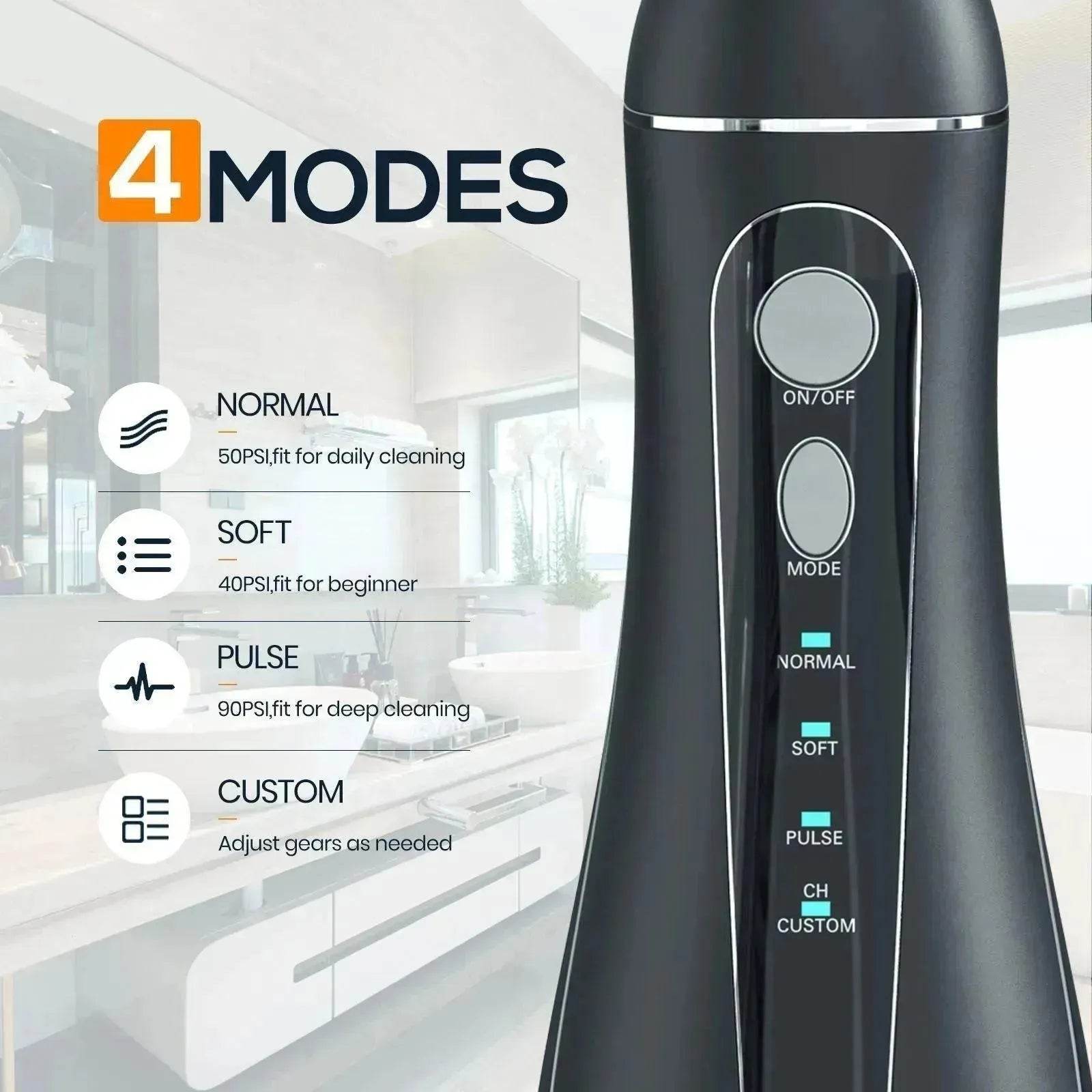 Smart Electric Portable Cordless Dental Water Flosser for Teeth Cleaning - Rechargeable and IPX7 Waterproof Travel Dental Oral Irrigator