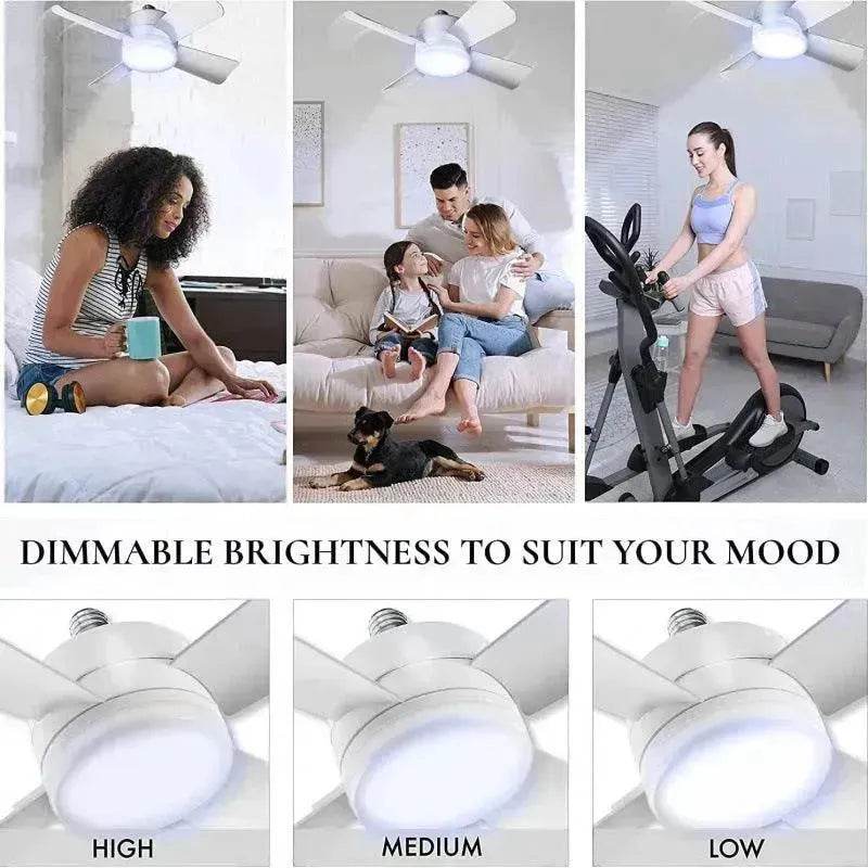 Smart Socket Light Fan With Remote Adjustable Screw Mouth Intelligent Remote Control Integrated LED Fan Light