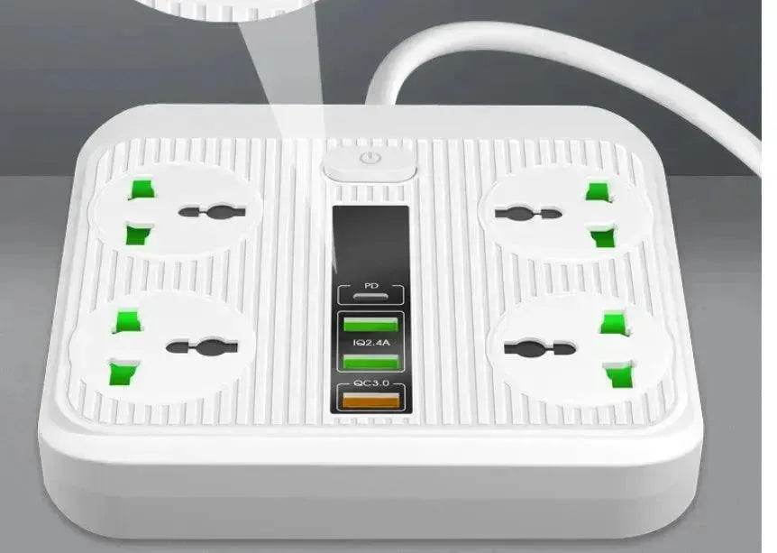 Smart Socket Power TypeC PD 40W QC3.0 Power Strip16AC Universal Outlets 2M Extension Socket Plug