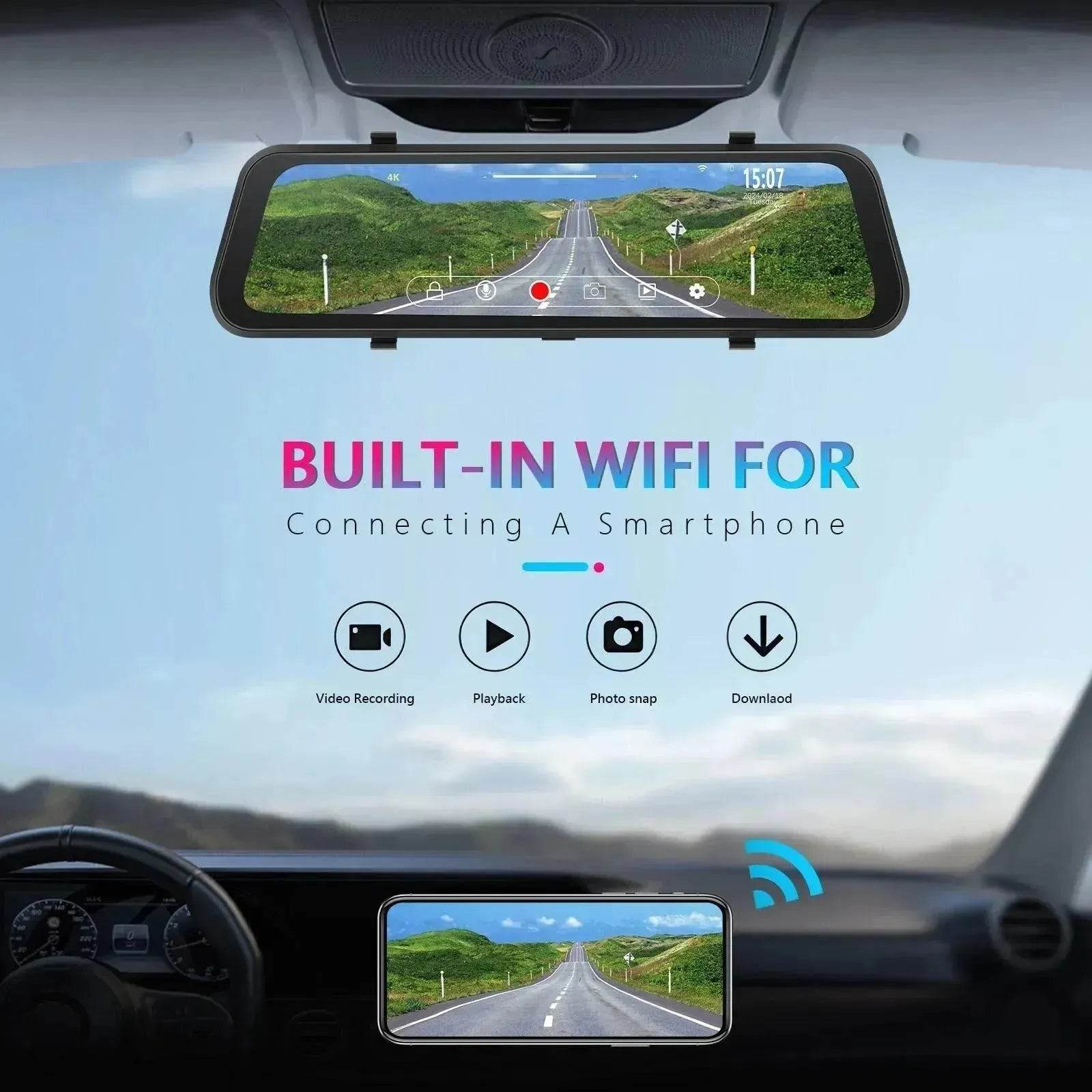 Smart Streaming Media Touch HD Built-in Front  HD Resolution Rear Mirror  LCD Screen Camera