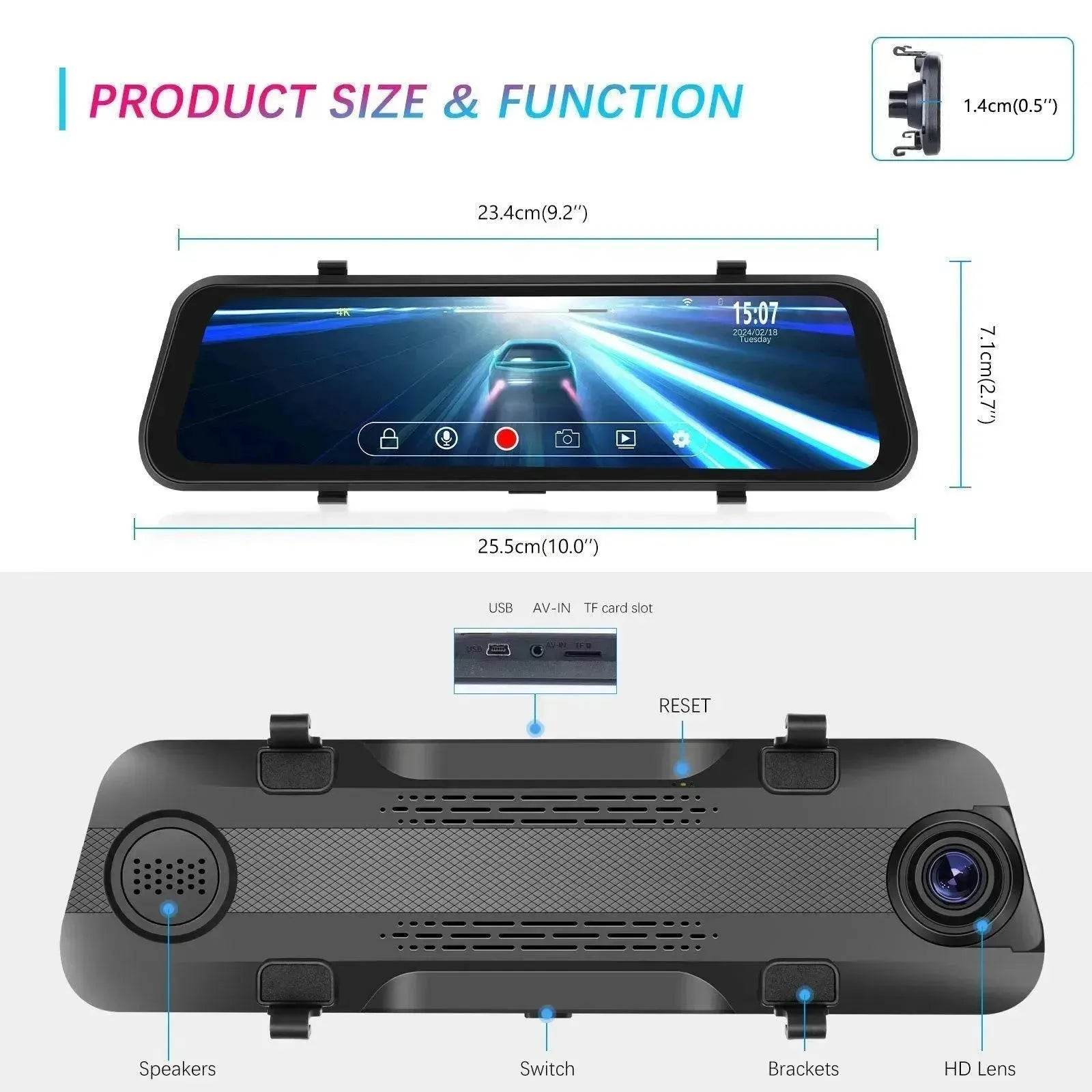 Smart Streaming Media Touch HD Built-in Front  HD Resolution Rear Mirror  LCD Screen Camera