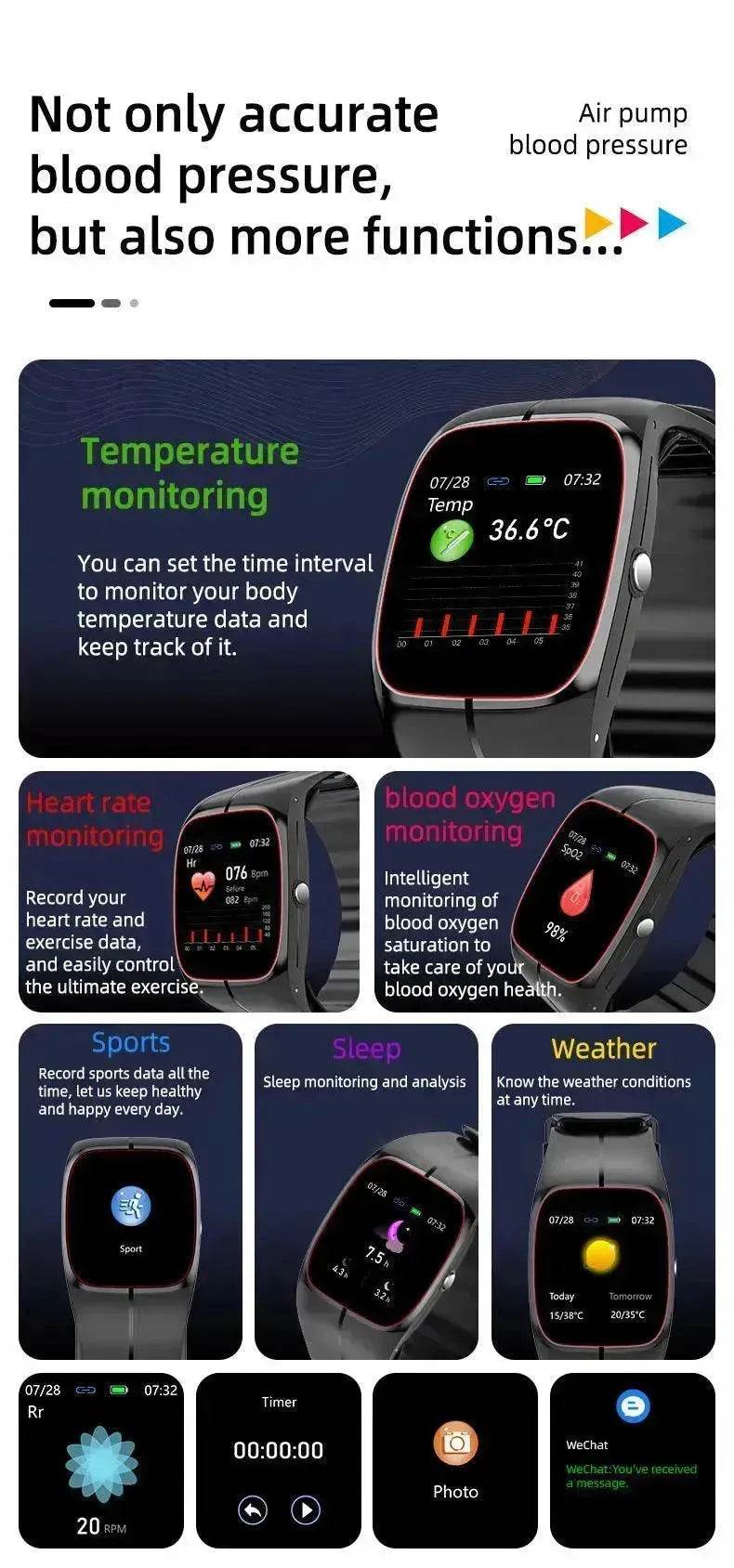 Smart Watch P20 Blood Oxygen  Blood Pressure Heart Rate Monitoring