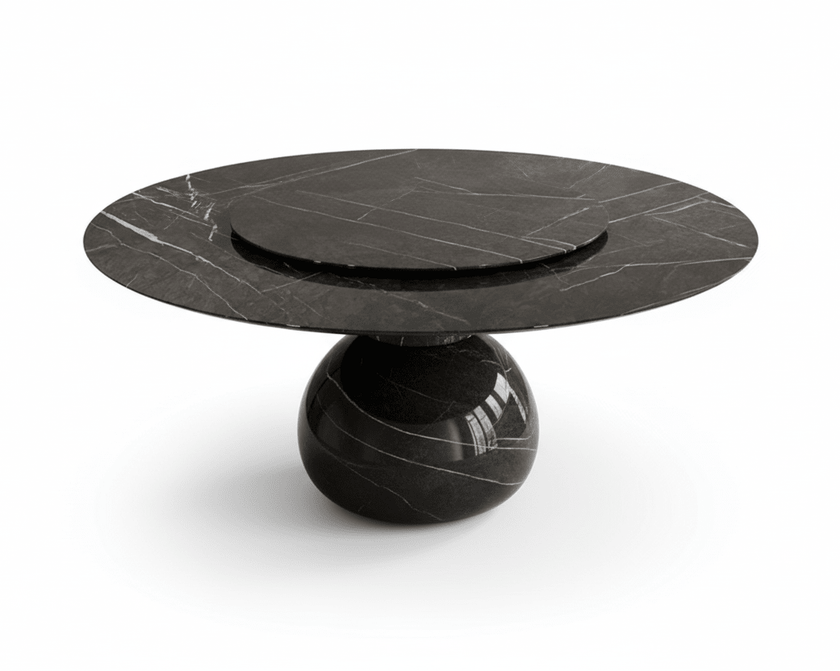 Solaris Round Marble Dining Table with lazy Susan