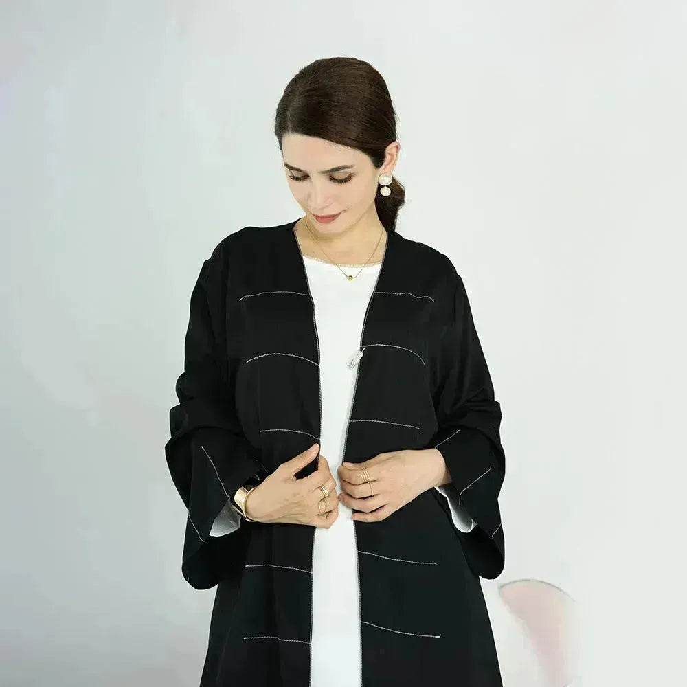 Solid Color Cardigan Abaya Dress Robe for Elegant Arab Dubai Turkey Middle Eastern Women.