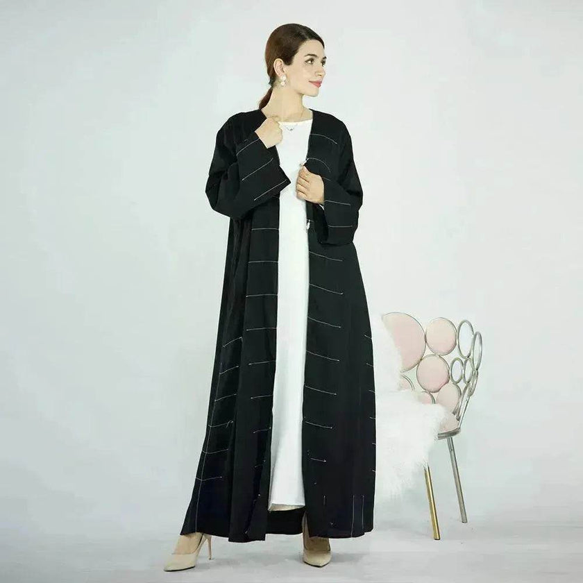 Solid Color Cardigan Abaya Dress Robe for Elegant Arab Dubai Turkey Middle Eastern Women.