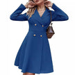 Solid Color Double Breasted Long Sleeve Trench Coat Fashion Slim Coat
