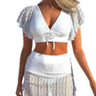 Solid Color Hollow High Waist Charming Split Suit