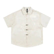 Solid Color Jacquard Floral Short Sleeve Shirt